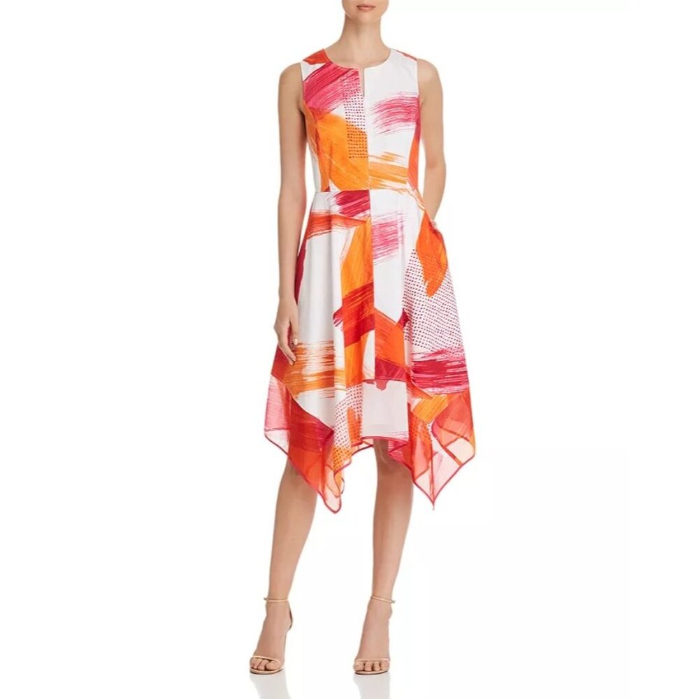 Donna Karan New York Dress Women Size 2 Abstract Handkerchief Hem City Couquette - Picture 5 of 16